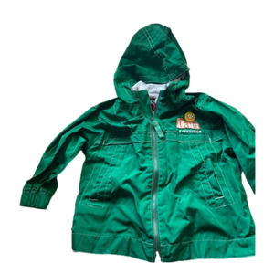 3/$20 Baby Q 18 month thin fall zip up jacket green mesh lining in hood